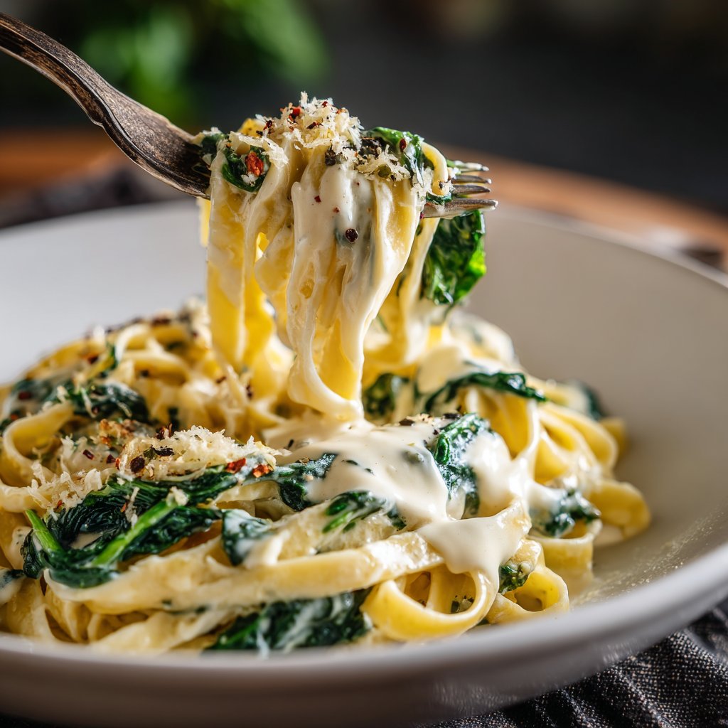 Tagliatelle mit Spinat und Zitronencreme