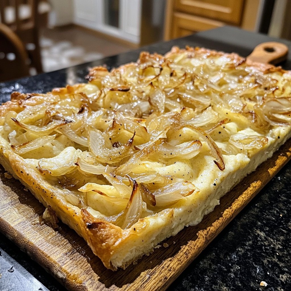 Kartelstampf mit karamellisierten Zwiebeln