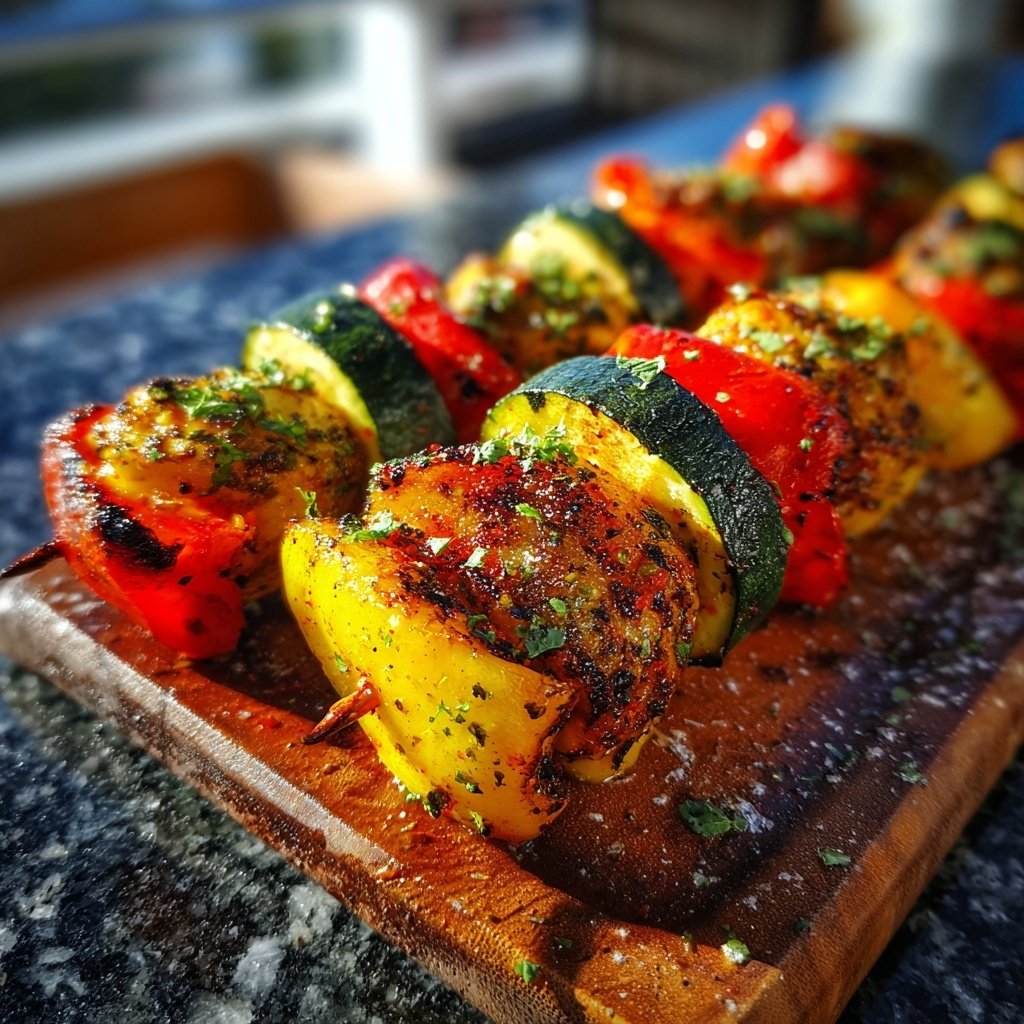 Grillgemüse Spieße Mit Paprika Und Zucchini