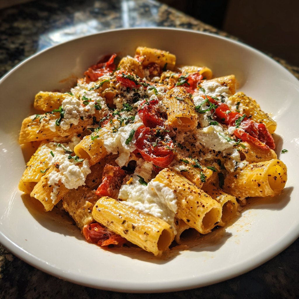 Rigatoni mit Tomaten und Ricotta