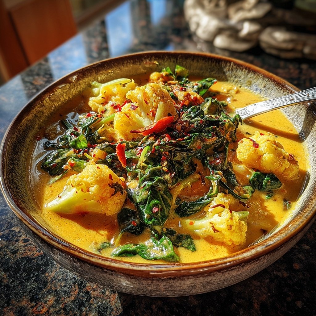 Blumenkohl Curry Mit Spinat