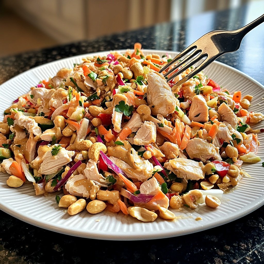 Thai Erdnuss Hähnchen Salat