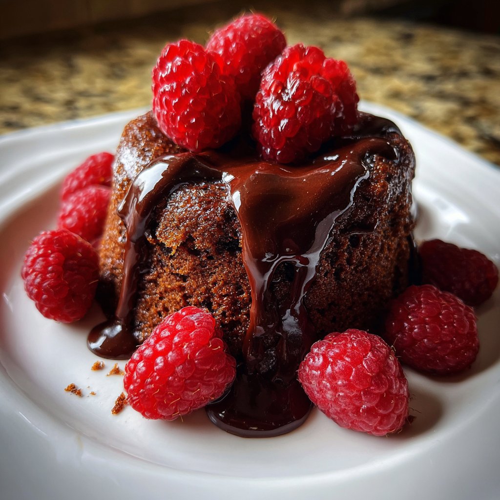 Lava Cake mit Himbeeren